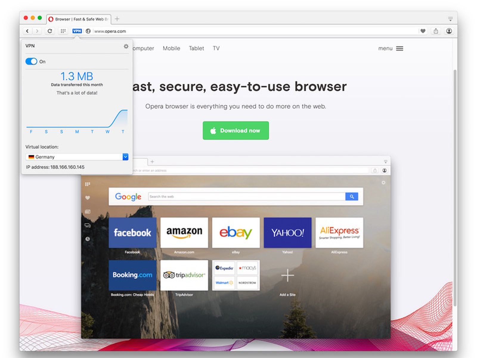 opera for mac with free vpn