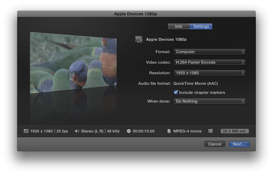 best quicktime setting fcp 7 for video to desktop on mac